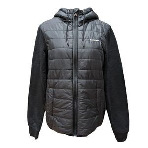 Roots Black Quilted Puffer Full Zip Hood Jacket Size S